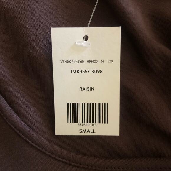 willow-root NWT Women’s Fitted Knit Top Contrast Lace Bell Sleeves Raisin Small - Picture 13 of 16